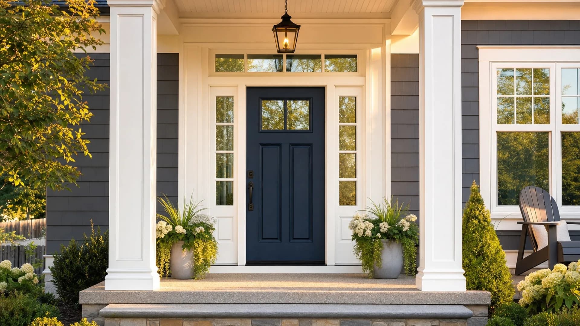 A new front entry door installed by Penny Window