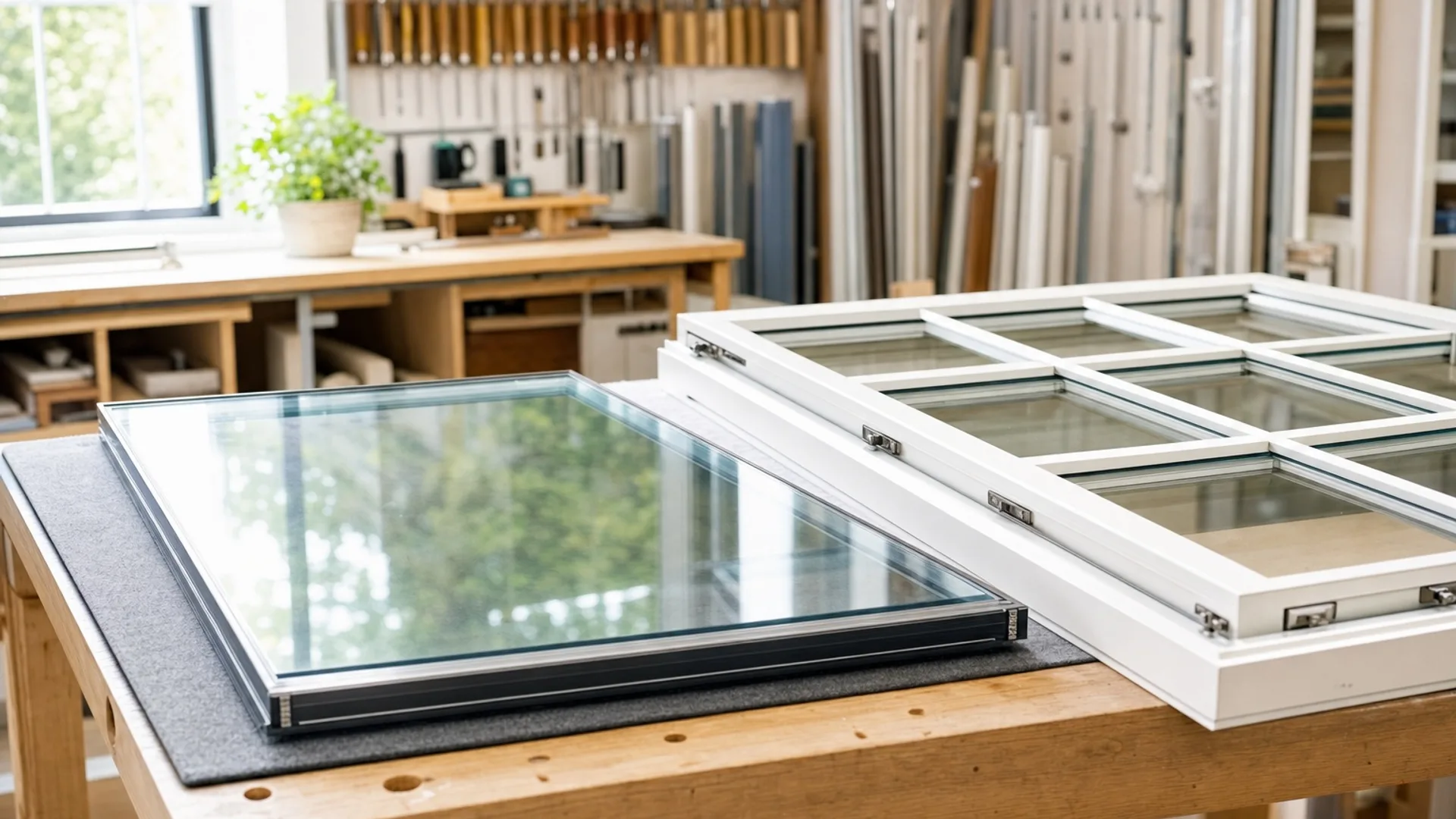 A new insulated glass unit and window sash on our shop workbench