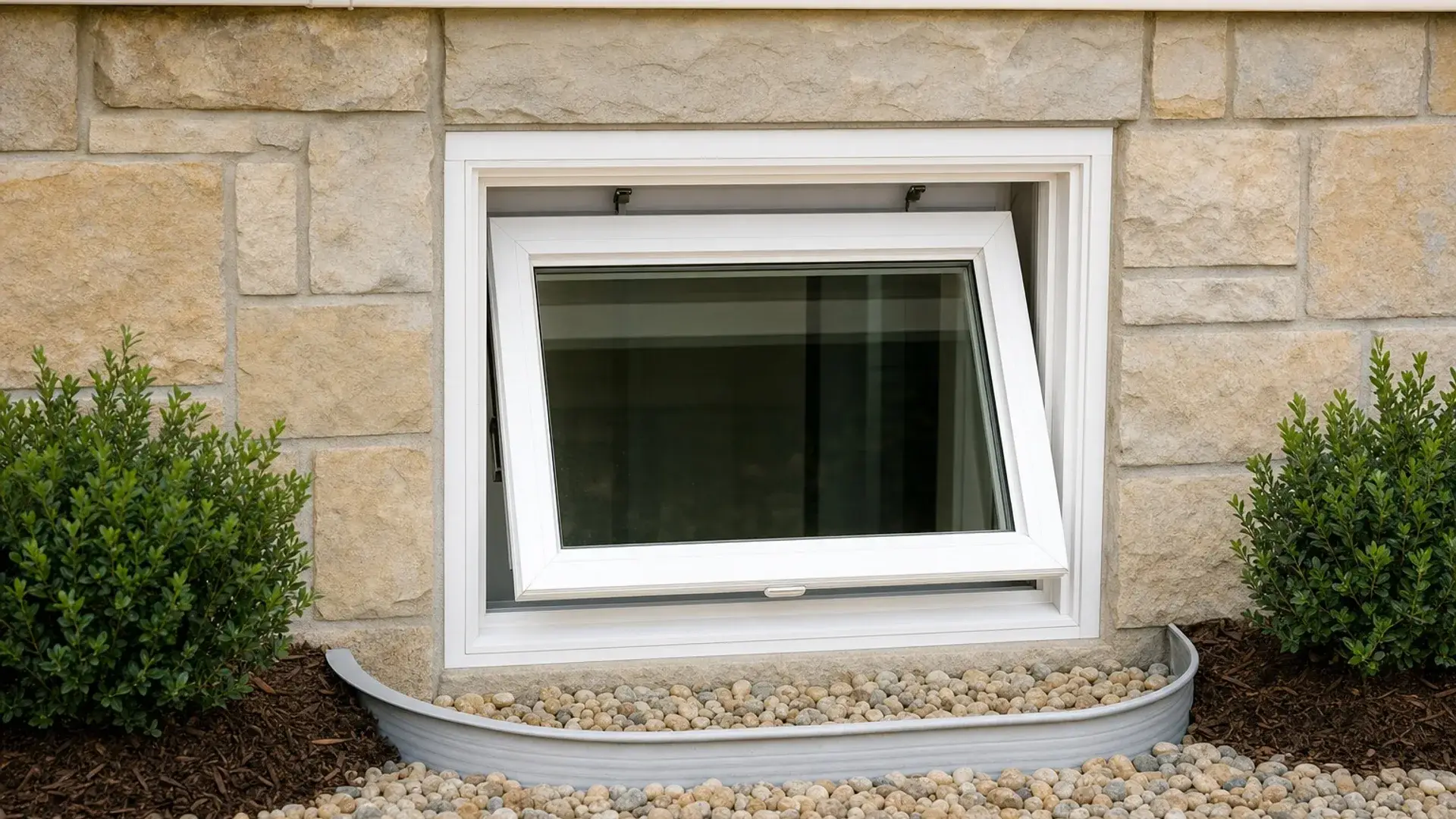 A new hopper-style basement window on a St. Louis home