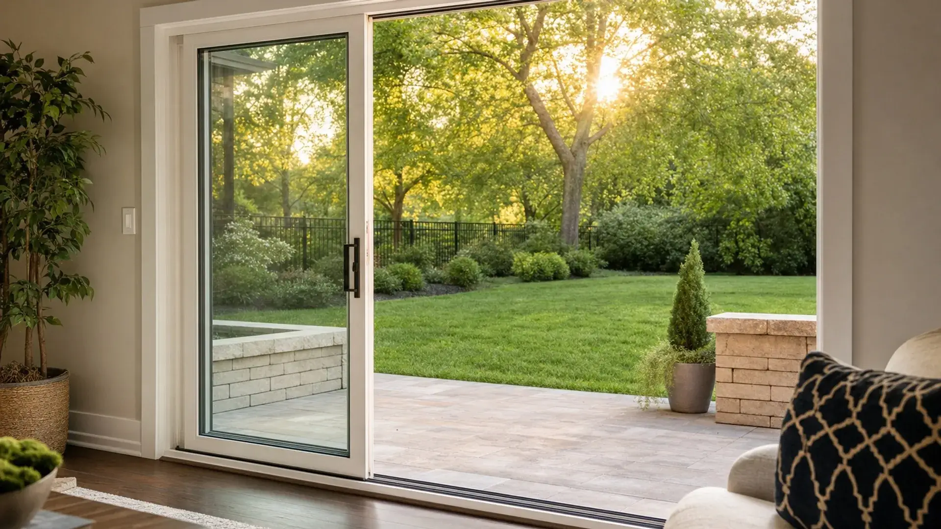 A new sliding patio door installed in a Chesterfield home